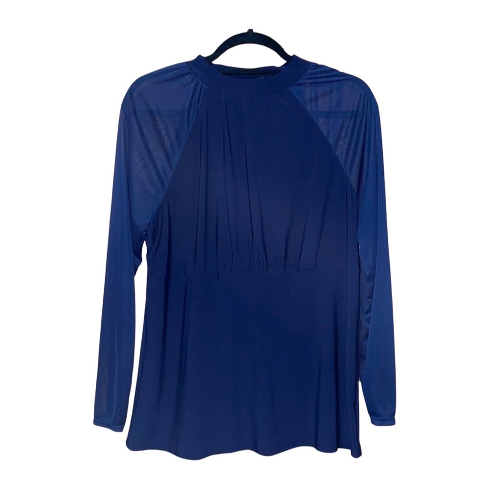 NWOT Zero 2 Eight Sheer & Long Sleeve Blouse - Navy Blue - Size L